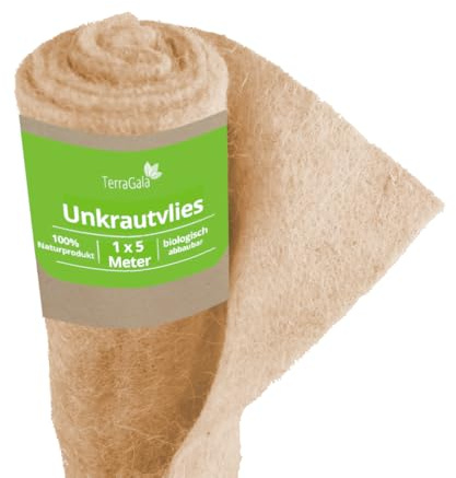 TerraGala Unkrautvlies | 1m x 5m | 300g/m² | Mulchvlies aus Jute | 100% biologisch abbaubar