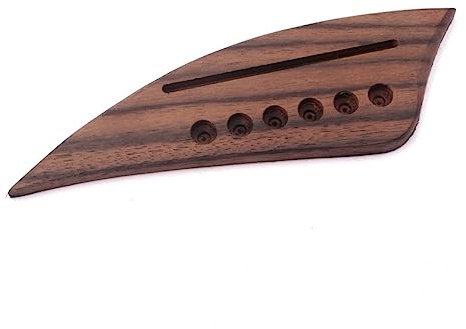 Gitarrenbrücke Ox Horn Form 6-saitig für Akustikgitarren Go201 | Palisander in Kaffeeoptik, Passend für 34/36/38 Zoll, Selbstgemacht Ersatzteil mit Vintage Look
