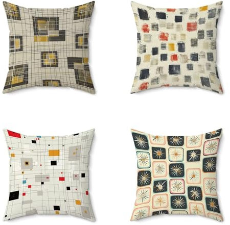 Funda Cojín 70X70CM Juego de 4, Fundas Cojines Exterior Impermeable Abstracto Super Suave Cojines para Sofa Blanco Patrón Impresión a Doble Cara HD para Exterior Balcón Jardin Decorativos, Mujer R-DUY