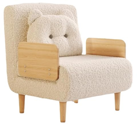 Klappsofa mit Schlaffunktion Zwei Bezugsstoffe Hochelastischer Schaumstoff Seitenteile aus Massivholz Recamiere Beige Geeignet für Schlafzimmer, Wohnzimmer und Büro(A)