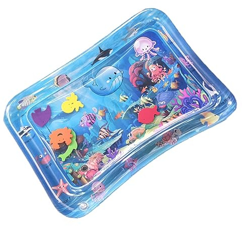 FUNNETOYU Almohadilla Creativa Inflable Para Gatear y Juego Acuático Para Bebés, Tapete Pequeño De Pvc Diseño Mundo Submarino, Cojín Sensorial Para Desarrollo Motor, Seguro y Portátil