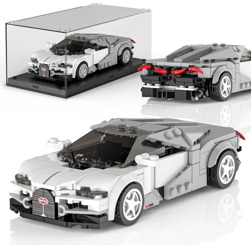 Mould King Technik Speed Champion Rennwagen Bausteine, 27102 Supersportwagen Klemmbausteine Auto Mit Acryl Vitrine, Modellautos zum Sammeln für Jugendliche und Erwachsene(383 Teile)