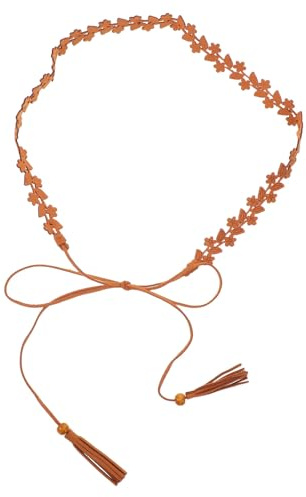 BESPORTBLE Cintura Stile Bohemien Floreale per Donna in Microfibra Marrone con Nappine, Cintura Decorativa Versatile per Abiti da Vacanza e Abbigliamento Casual