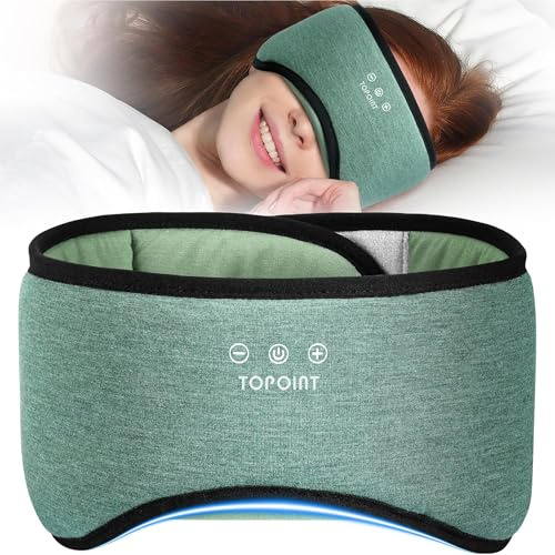 TOPOINT Bluetooth Sleep Mask, Sleep Headphones, Bamboo Cotton, Blackout | Ultra-Thin Speakers | Zero Eye Pressure | 100% Blackout | Breathable & Washable | Adjustable Fit | 16H Battery | Ideal Gift