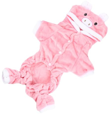 VICASKY Warmes Winter hundekostüm XXL mit Niedlichem Rosa Cartoon Schwein Flauschiger Pet Mantel für Welpen Kuscheliges Party Outfit Leichte Modische Hundebekleidung für Kalte Tage