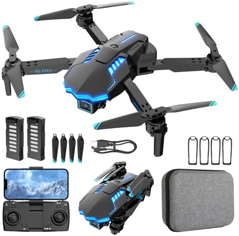 Drone avec Camera 1080P pour Enfant et Debutant FPV Mini Drone Vol de 35min/Maintien D'altitude/Selfie par Geste, Jouet Cadeau pour Enfant Anniversaire Noël (Blue)