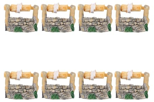 jojofuny Lot de 8 Ornements de Puits à Souhaits en Résine Vintage, Décor Miniature de Jardin Féerique, Scène Micro-Paysage 8 Pièces pour Décoration Extérieure et Maison de Poupée