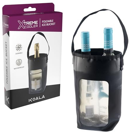 Cubitera Plegable para Vino 3L Koala Xtreme Cooler Negra - Enfriador de Botellas con Ventana Transparente