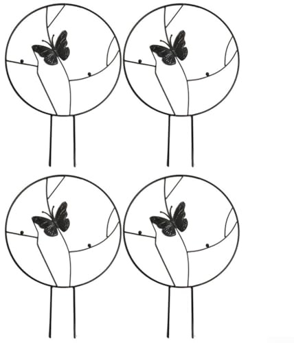 Lot de 4 treillis en métal 30 x 40 cm pour cadre d'escalade de jardin Monstera, lierre, roses, extérieur et intérieur, noir (papillon)