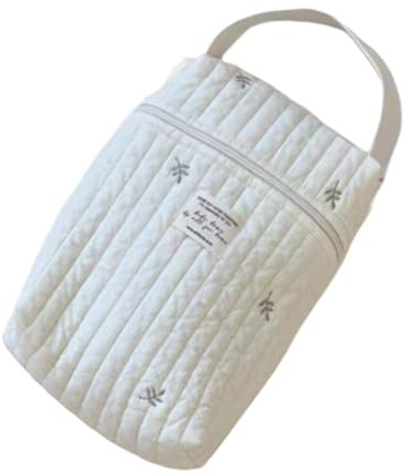 Skötväskor arrangör – 36 x 28 x 8 cm bomull barnvagnsväska, förvaringsväska för blöjor våtservetter flaskor tillbehör, lätt barnvagnsorganisatör med fastsättning, rymlig vård