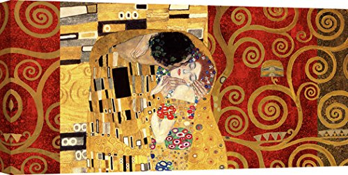ART PRINT CAFE' – Kunstdruck auf Leinwand – Gustav Klimt – Der Kuss (Gold) – 100x50 cm | Bild auf hochwertiger Leinwand, 100 % Made in Italy, fertig zum Aufhängen