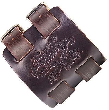 Brunt Läderarmband Drake Punk Stil Brett Manschett Rem för Män Pojkar, En Storlek, Konstläder, Utan Sten