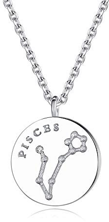 VIKI LYNN Women Girls 925 Sterling Silver CZ Pisces Zodiac Star Sign Necklace