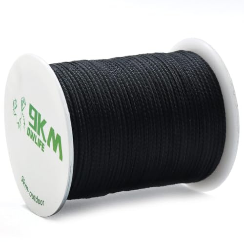 9KM DWLIFE Black Kevlar Braided Cord, 50~1500lb High Strength, Ultralight, Abrasion Resistance, Flame Retardant, Kite, Fishing, Paracord, Model Rocket Shock, Hammock Tarp Ridgeline, Tactical Survival