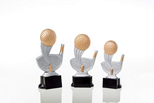 Henecka Golf-Pokal, Resinfigur Golf, Silber Rosegold, mit Wunschgravur, Größe 16 cm