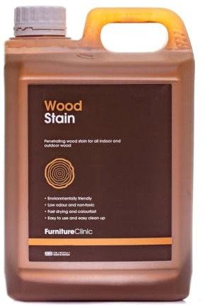 Furniture Clinic Wood Stain (Black) – Fast Drying, Highly Concentrated, and Easy-to-Apply Wood Stain for All Indoor & Outdoor Wood – Water Based & Non-Toxic – 2.5L
