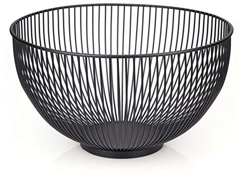CALUTEA Moderne Obstschale // Metall // Rund, Schwarz // dekorativer Designer Obstkorb