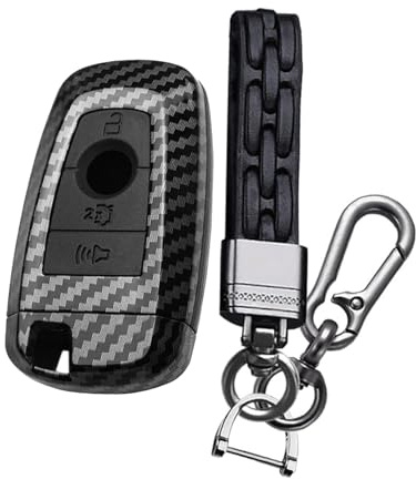 ontto Plastik Autoschlüssel Hülle Passt für Ford Fusion Mustang Explorer EcoSport Mondeo Expedition Fernbedienung Cover Schlüsselhülle Etui Schlüsselanhänger Schlüssel Schutz-Kohlefaser schwarz
