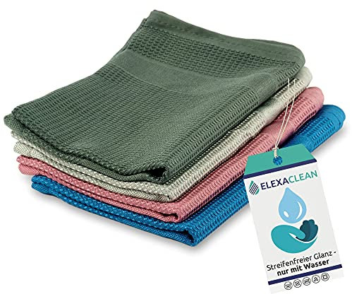 ELEXACLEAN Mikrofaser Putztücher - 4er Set, 55x40 cm - Mikrofasertücher Putztuch Allzweck streifenfrei nur mit Wasser