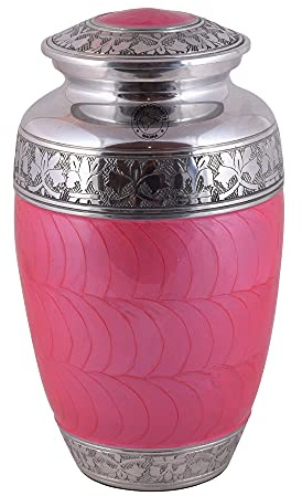 Hind Handicrafts Urne funéraire gravée en argent pour cendres humaines, urne funéraire pour adulte fabriquée à la main – Grande urne funéraire pour cendres humaines – Sac inclus (16,5 x 16,5 x 26,7