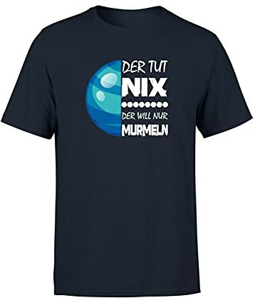Murmel T-Shirt Der TUT nix der Will nur Murmeln Brettspiel Sprüche, Farbe: Navy, Größe: Small