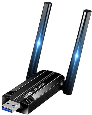 1300Mbps Adattatori USB WiFi Wireless WLAN Stick WLAN Adapter PC 2.4GHz/5GHz High Gain Dual Band 5dBi Antenna Network Adapter for Desktop, Laptop Windows 11/10/8/7/Vista/XP, Mac OSX