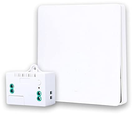 1x EINFACHER SCHALTER +1x FUNK EMPFÄNGER LX-QR101W für Funkschalter System Batterielos Kabellos Wireless Wandschalter & Batterieloser Drahtloser Funk Empfänger Keine Verkabelung KINETIC