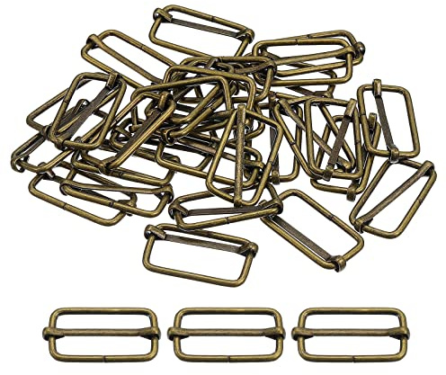 sourcing map Glissières Boucles, 30pcs 32x16x2.8mm Métal Rectangle Ajusteur Triglides Glisser Boucle Rouleau Stylo Boucles Glisseur Courroie Ajusteur pour Ceinture Sac, Bronze Ton