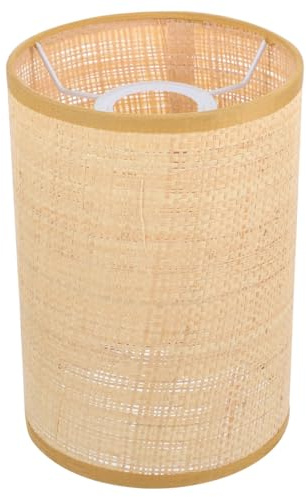 Luxshiny Lampenschirm Aus Rattan Für E27/E14 Tisch- Und Stehlampen Gewebter Lampenschirm Rustikaler Trommellampenschirm Für Wohnzimmer Und Schlafzimmer 20.50 X 14.00 X 14.00 Cm