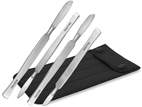 Fußpflege Skalpell Hornhautschaber Set 5-Teilig Stumpfe Profi Creme-Schaber Fuß-Spatel Edelstahl Hornhautentferner Pediküre Schaber für die Hornhautentfernung Markenqualität