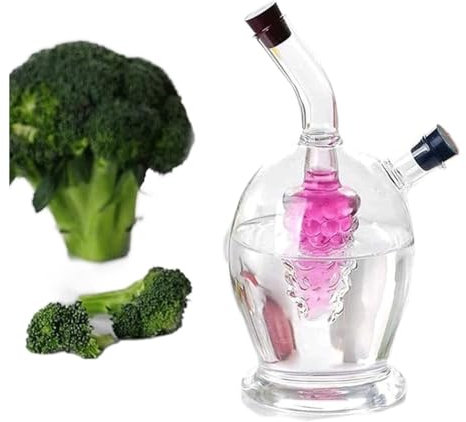 NTIYOU Distributeur d'huile et de vinaigre Distributeur d'huile et de vinaigre, Bouteille Double et vinaigre Bouteille en Verre de Cuisine Transparente 2 en 1 (Transparent) Distributeur d'huile