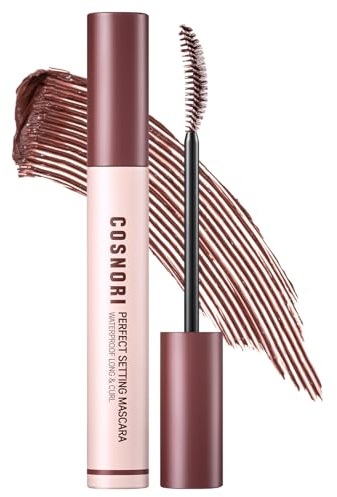 COSNORI Perfect Setting Waterproof Mascara Long&Curl 03 Rosy Brown – Long Lasting Smudge - Red Brown Mascara - Perfect for Auburn Hair & Hazel Eyes - K beauty - 0.23fl oz (7ml)