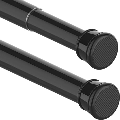 1PC Extendable Curtain Pole Shower Curtain Rail No Drill Tension Rod Extra Long Telescopic Pole for Living Room,Bedroom, Bathroom,Balcony 185-250CM/72.83-98.43Inch(Black, Diameter:25mm)