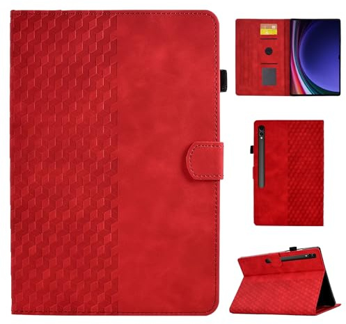 CASAFUNY Custodia Cover per Samsung Galaxy Tab S9 Ultra 14,6 Pollici Custodia Protettiva Magnetica Cover Tablet con S Pen Holder per Galaxy Tab S9 Ultra 2023 14.6 pollici (SM-X910/X916), Rosso