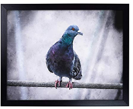 Lap Tray with Cushion | Pigeon Bird on a Wire Painting | Padded Bean Bag Cushion | For Eating, Working, Crafting, Laptop | Portable Table Desk