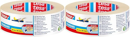 tesa Standard Malerband für scharfe Farbkanten, 50 m x 38 mm (Packung mit 2)
