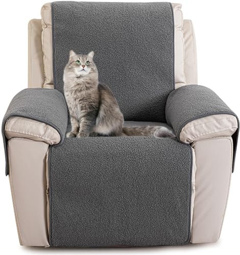 Sofa Armlehnenbezüge, Sesselschoner Sesselauflage, Fernsehsessel Schutzbezug Anti-Rutsch, Relaxsessel Bezüg Sesselüberzug für Zuhause mit Kindern und Haustieren Hund (Grau,(22*82)56*207CM)