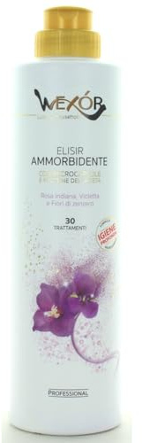 WEXOR ÉLISIR Adoucissant avec micro-capsules et protéines de soie, Harmonie violet avec rose indienne, violette et fleurs de gingembre, 750 ML