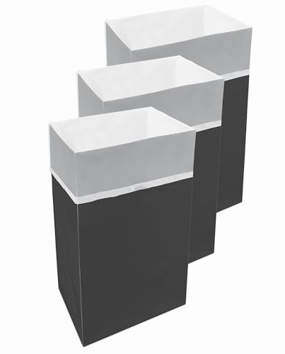 Clean Cubes 30 Gallon Disposable Pop-Up Trash Cans (3-Pack) with Fitted Bags – Foldable Garbage & Recycling Bins for Parties, Events & Kitchen (Black, 30 H x 14 W x 17 D)