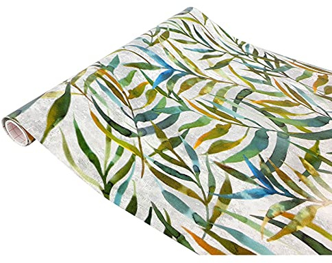 Klebefolie Möbel 45x100 cm | Möbelfolie selbstklebend | PVC, wasserfest und zuschneidbar | Klebefolie für Möbel - einfache Renovierung und individuelles Design | Orientalische Blätter Pflanzenmotiv