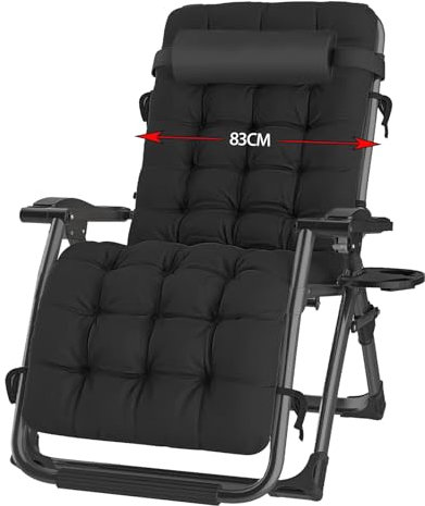 Hengriacly Liegestuhl Klappbar Sonnenliege mit Abdeckung, Gartenliege Relaxliege für Mittagspause Belastbar 240kg Verstellbar RüCkenlehne Gartenstuhl Ergonomisch und Atmungsaktiv (Schwarz)