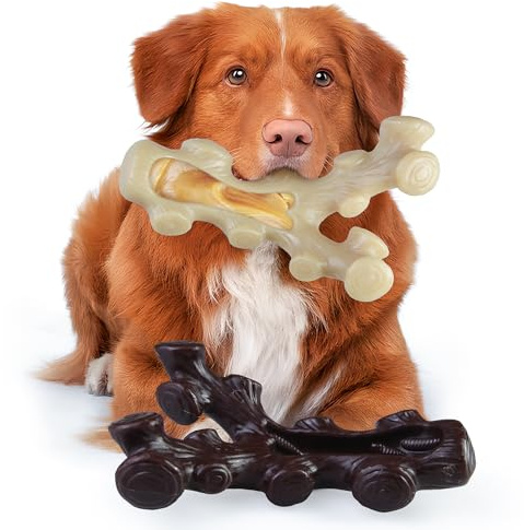 GASAPET Dog Chew Toys for Aggressive Chewers,2 Indestructible Dog Toys for Medium and Large Breed,Real Bacon Flavored Best Dog Toys to Keep Them Busy, Dog Bones for Teeth Cleaning and Training