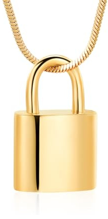 VCCWYQK Padlock Urn Necklace for Ashes for Women Men Stainless Steel Cremation Jewelry Keepsake Memorial Punk Lock for Ashes Holder