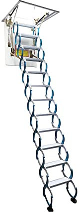 CAFIEDR Ausziehbare Dachbodentreppe, zusammenklappbare Dachbodenleiter, an der Wand montierte Treppe, einziehbare Verlängerungstreppe, Blaue Dachboden-Wandleiter für Dachböden, z(27,6 x 47,2 Zoll)