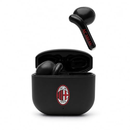 TECHMADE AC Milan Cuffie Bluetooth In Ear Senza Filo – Auricolari Wireless con Box di Ricarica – Design Sportivo Rosso/Nero – Compatibili con Smartphone, PC e Tablet (OPACO)