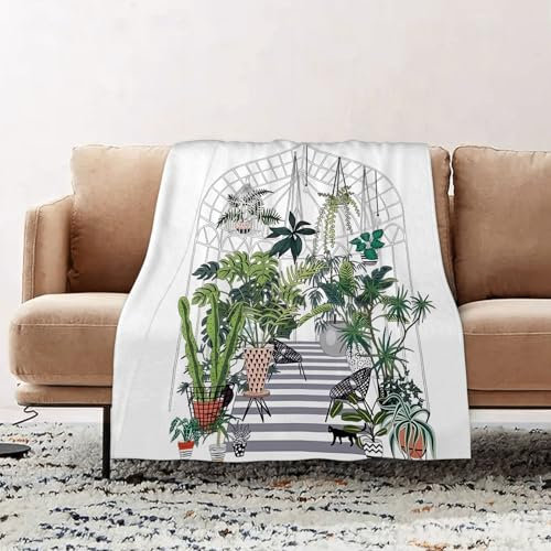 EOMKSE Fleece Blanket Sofa Throw - Versatile Blanket Fluffy Soft Throw for Bed and Couch Throw,Planting greenhouse concept. Glass garden glass house flowers and potted plants. of hob,39x51in