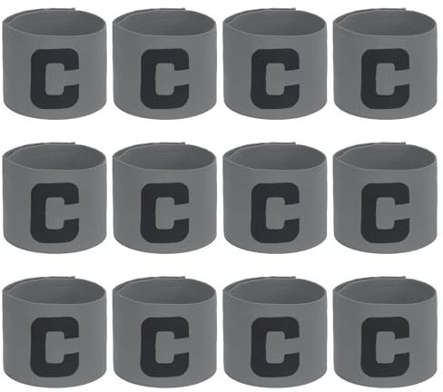 PATIKIL Soccer Captain Armband, 12 Pcs Captain Arm Bands for Soccer Elastic Captain C Arm Band Sports Captain Armbands for Youth Adult Football Team Training Grey