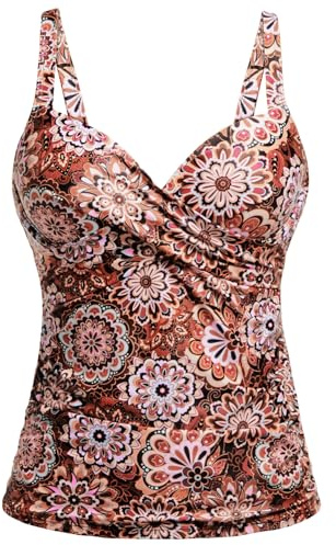 Women's Underwire Tankini Top Only - Push Up Swimsuit Top with Bra Support Tummy Control Bathing Suit Top No Bottom 2025 Mandala M