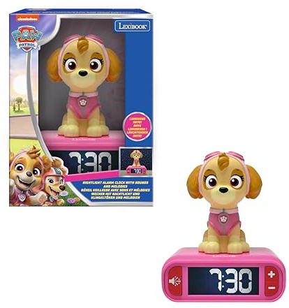 Lexibook, Paw Patrol, Nachtlicht-Wecker, RL800PAG | Klänge und Melodien, LCD-Display mit Hintergrundbeleuchtung, Leuchtend, Schlummerfunktion