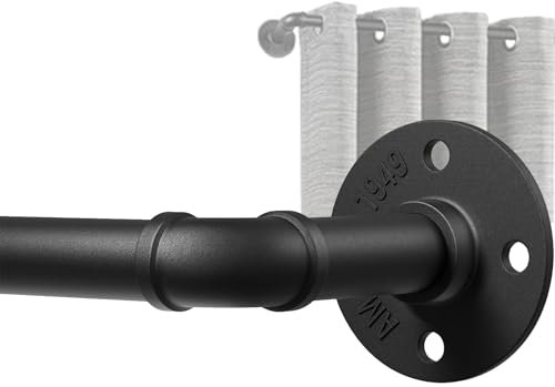 Ulinkbee Curtain Rail, Curtain Poles Black for Eyelet Curtains, Industrial Curtain Rod Metal Extendable, for Windows 80cm-218cm, Room Dividers Rail